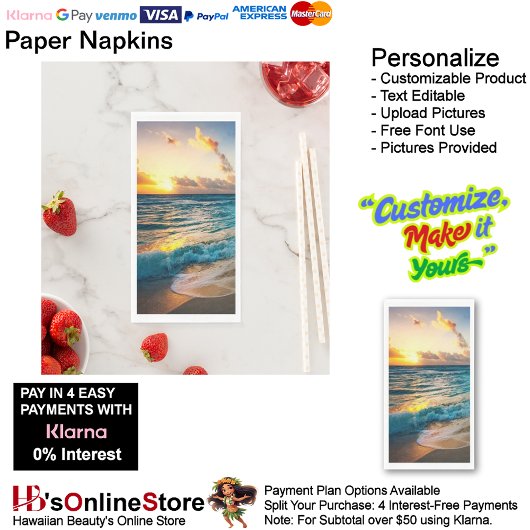 Serviette En Papier Sunset Beach Guest Towel Paper Napkins 19