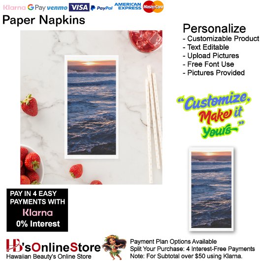 Serviette En Papier Sunset Beach Guest Towel Paper Napkins 48