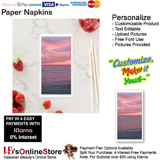 Serviette En Papier Sunset Beach Guest Towel Paper Napkins 49