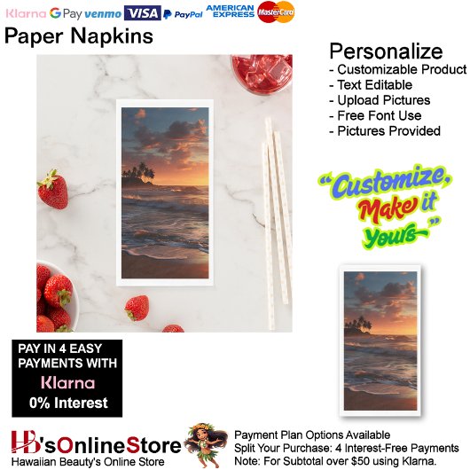 Serviette En Papier Sunset Beach Guest Towest Papier de serviette serv
