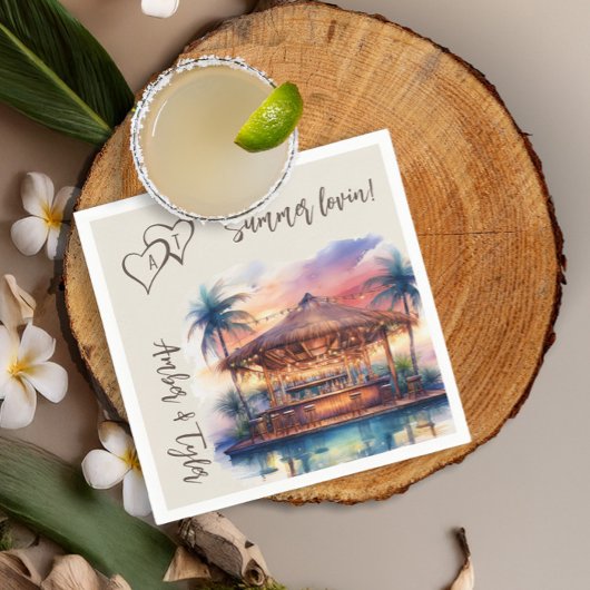 Serviette En Papier Sunset Beach Wedding Pool Bar Cocktail