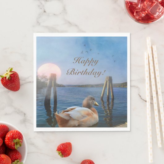 Serviette En Papier Sunset Duck Joyeux anniversaire (En situation)