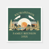 Serviette En Papier Sunset Mountains Camping Green Family Réunion (Devant)