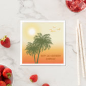 Serviette En Papier Sunset Palm Trees And Birds Tropical Birthday (En situation)