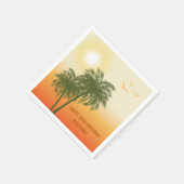 Serviette En Papier Sunset Palm Trees And Birds Tropical Birthday (Coin)