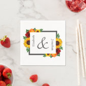 Serviette En Papier Sunset Sunflower Rose Floral Mariage (En situation)
