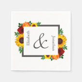Serviette En Papier Sunset Sunflower Rose Floral Mariage (Devant)