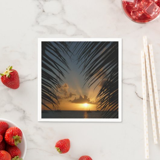 Serviette En Papier Sunset Through Palm Fronds (En situation)