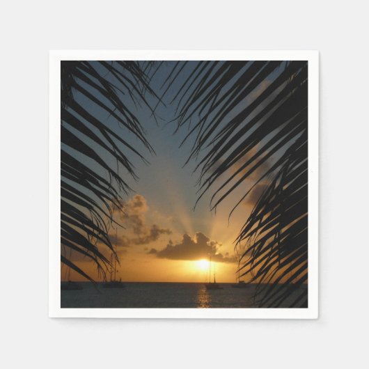 Serviette En Papier Sunset Through Palm Fronds (Devant)
