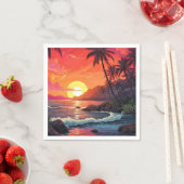 Serviette En Papier Sunset Tropical Beach Paradise Island (En situation)