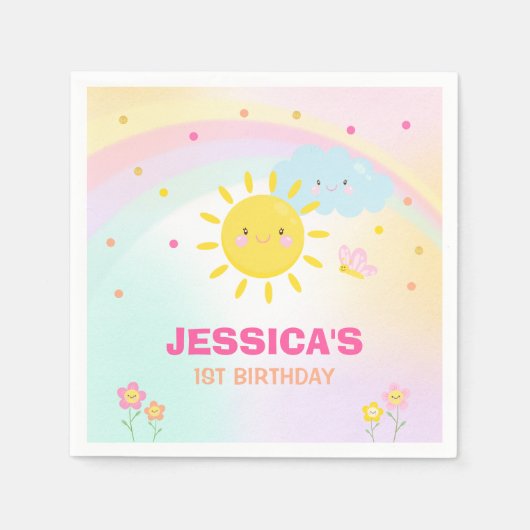 Serviette En Papier Sunshine Anniversaire Napkin Notre Petit Soleil (Devant)