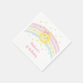Serviette En Papier Sunshine Arc-en-ciel rose or Pastel Anniversaire (Coin)