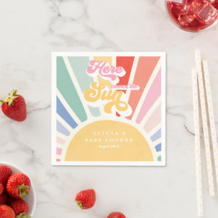 Serviette En Papier Sunshine Baby shower Boho Retro Rainbow Sunshine