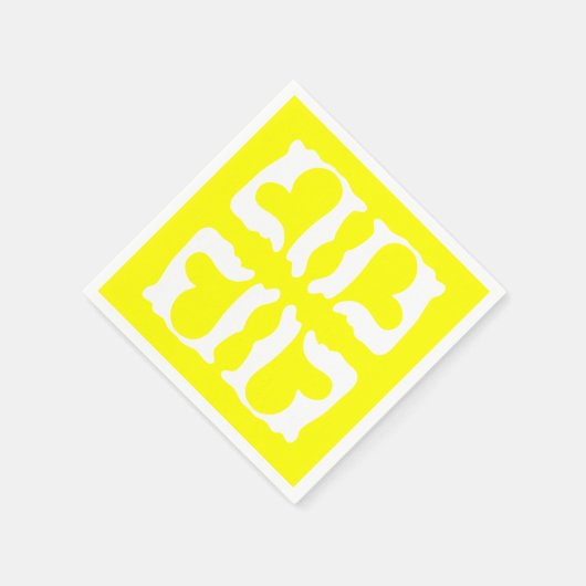 Serviette En Papier Sunshine Coeurs jaune et blanc (Coin)