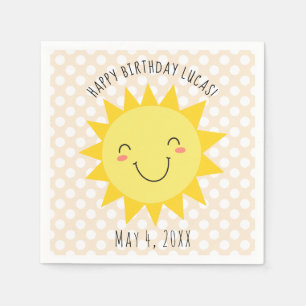 Serviette En Papier Sunshine Face Bonne fête d'anniversaire