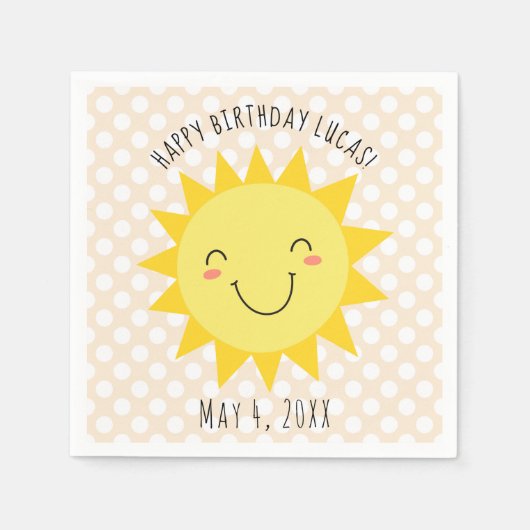 Serviette En Papier Sunshine Face Bonne fête d'anniversaire (Devant)