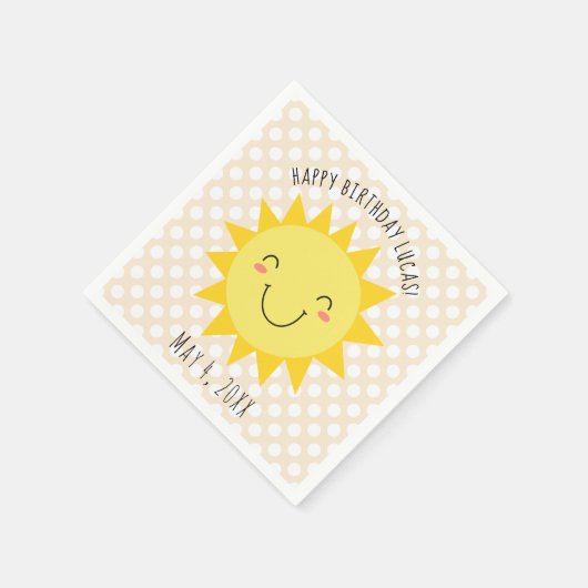 Serviette En Papier Sunshine Face Bonne fête d'anniversaire (Coin)