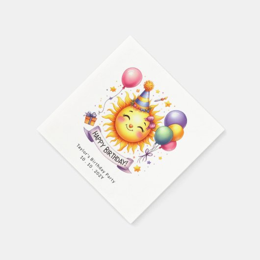 Serviette En Papier Sunshine Nom personnalisé Joyeux papier d'annivers (Coin)
