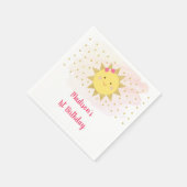 Serviette En Papier Sunshine Rose & Or Premier anniversaire (Coin)