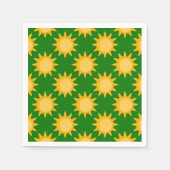 Serviette En Papier Sunshine Sun Pattern Design On Green  (Devant)
