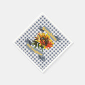Serviette En Papier Sunshine Tournesol En vichy gris bleu (Coin)