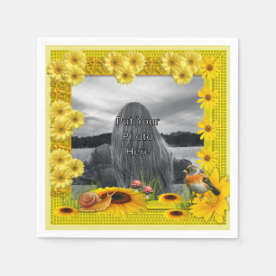 Serviette En Papier Sunshine Yellow Sunflower Photo Frame