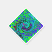 Serviette En Papier Super Abstrait Retro Green et Blue Swirl (Coin)