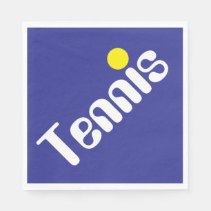 Serviette En Papier Super Blanc Jaune TENNIS Texte Sur Bleu Gras