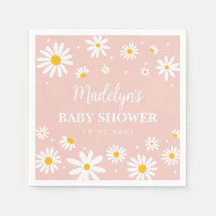 Serviette En Papier Super Boho Blush Daisy Floral Girl Baby shower