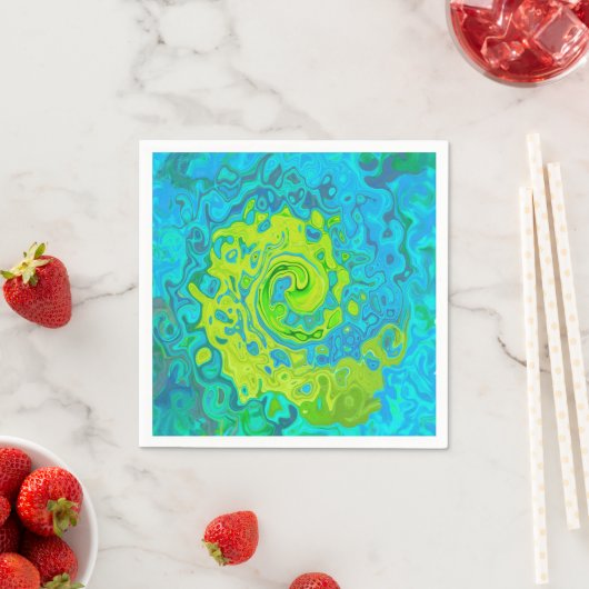 Serviette En Papier Super Chartreuse et Aquamarine Liquide Swirl (En situation)