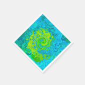 Serviette En Papier Super Chartreuse et Aquamarine Liquide Swirl (Coin)