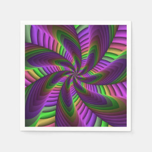 Serviette En Papier Super Énergétique coloré Neon Motif fractal