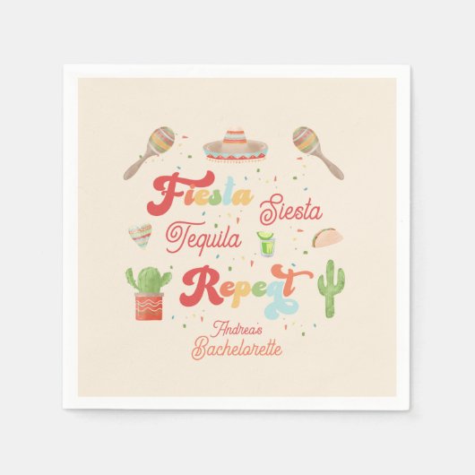Serviette En Papier Super Fiesta Siesta Tequila Répète Bachelorette (Devant)