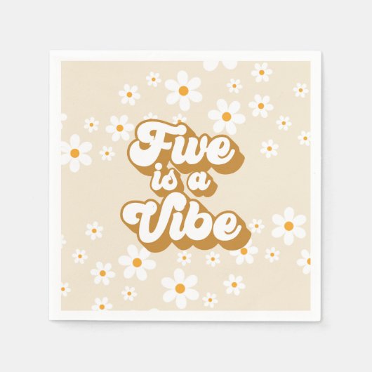 Serviette En Papier Super Five est un Vibe Retro Daisy 5e anniversaire (Devant)