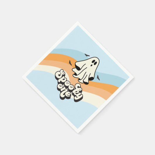 Serviette En Papier super Ghost retro Halloween Éffrayant One Blue (Coin)