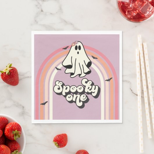 Serviette En Papier super Ghost retro Halloween Éffrayant Un Anniversa (En situation)