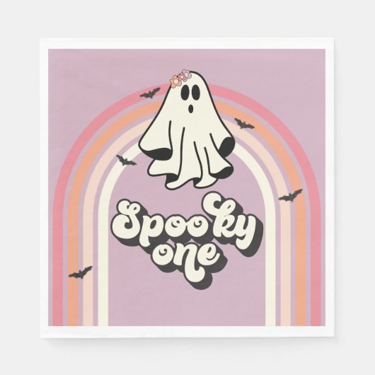 Serviette En Papier super Ghost retro Halloween Éffrayant Un Anniversa (Devant)