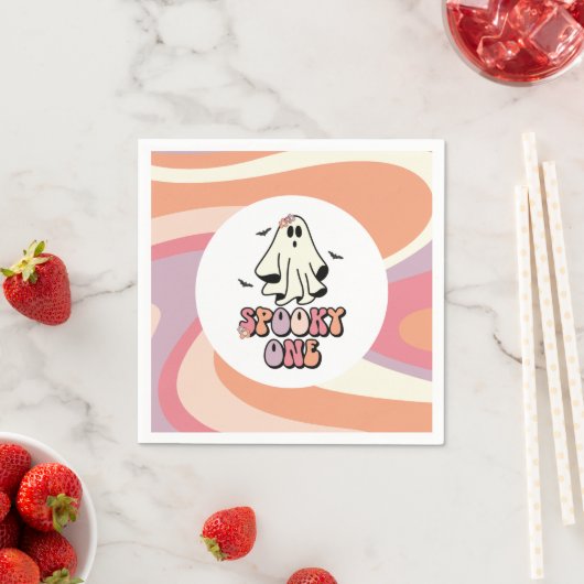 Serviette En Papier super Ghost retro Halloween Éffrayant Un Anniversa (En situation)