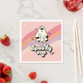 Serviette En Papier super Ghost retro Halloween Éffrayant Un Anniversa (En situation)