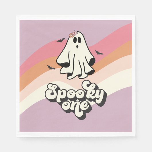 Serviette En Papier super Ghost retro Halloween Éffrayant Un Anniversa (Devant)