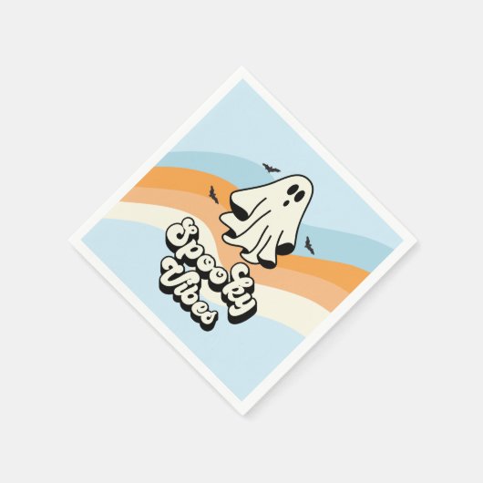 Serviette En Papier super Ghost retro Halloween Éffrayant Vibes Bleues (Coin)