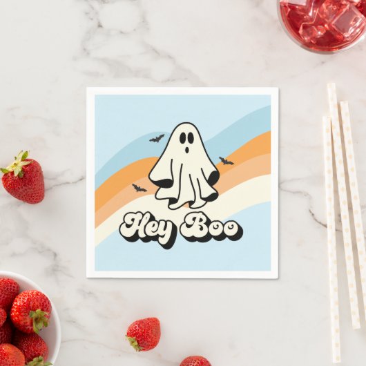 Serviette En Papier super Ghost retro Halloween Hey Boo Éffrayant (En situation)