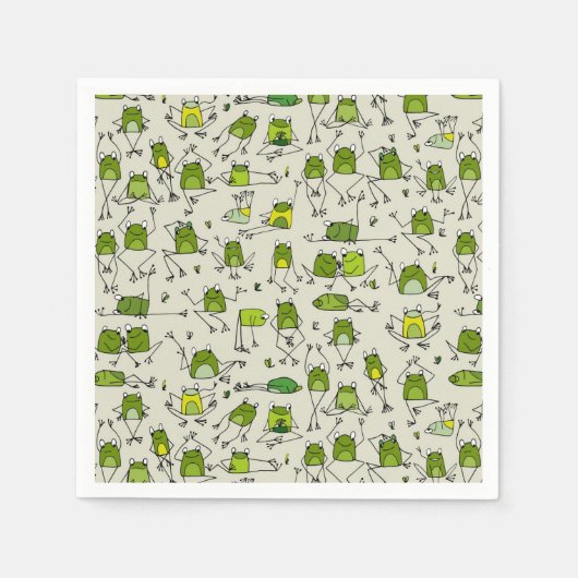 Serviette En Papier Super grenouilles vertes Bâton à épingles à tiges (Devant)