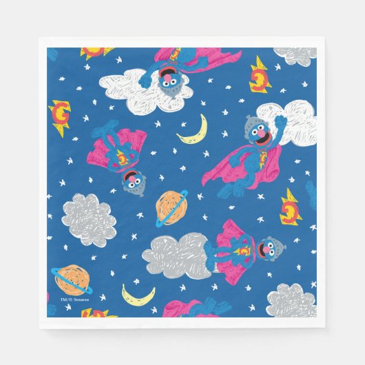 Serviette En Papier Super Grover 2.0 Motif Sky de nuit (Devant)