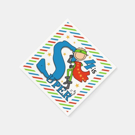 Serviette En Papier Super Hero Boy 4Anniversaire Papier serviettes (Coin)