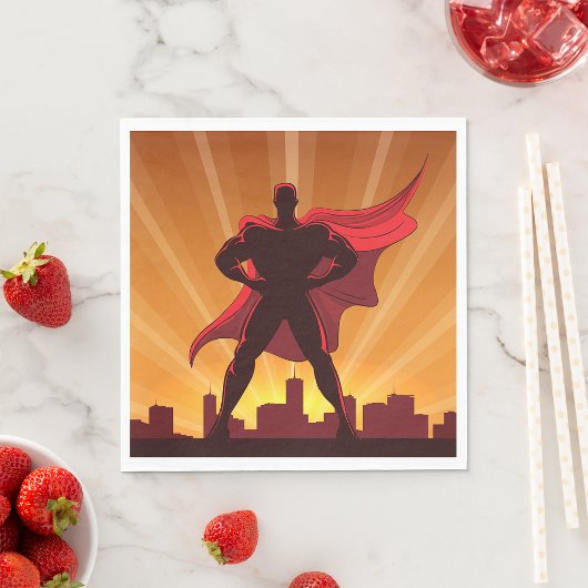 Serviette En Papier Super-héros avec une cape rouge