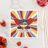 Serviette En Papier Super Kid Superhero Theme Boy's Party (En situation)