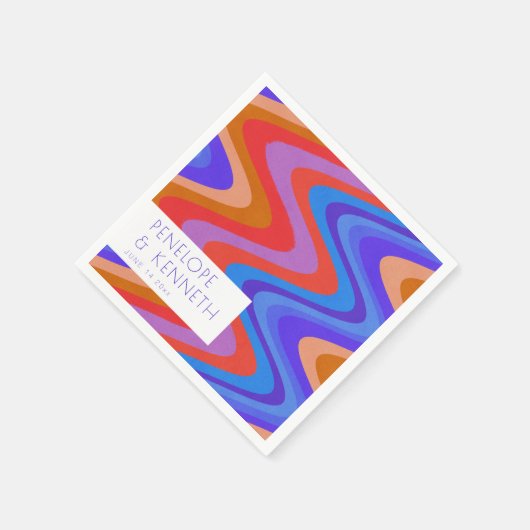 Serviette En Papier Super lumineux Retro bleu violet Mariage personnal (Coin)