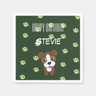 Serviette En Papier Super mignonne boîte verte Chiot Anniversaire Napk