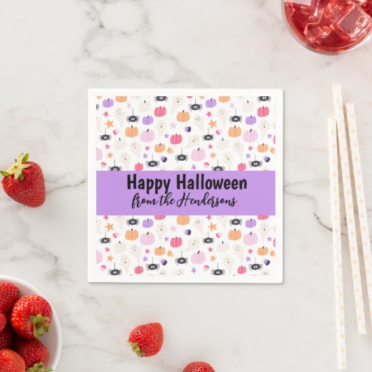 Serviette En Papier Super mignonne Moderne violet citrouille Halloween (En situation)